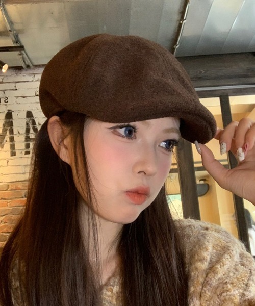 Ritzy(リッツィー)の「フェイクウール ハンチング帽(ハンチング/ベレー帽・レディース・モカ/ブラック・FREE)」の8枚目の写真