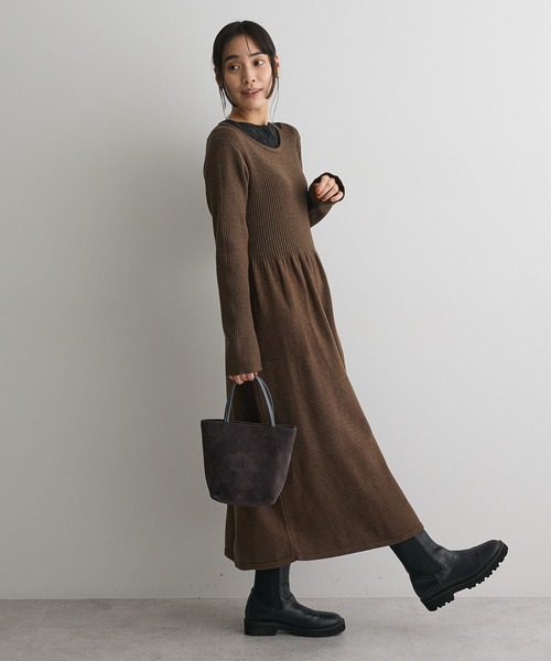 CRAFT STANDARD BOUTIQUE（クラフトスタンダードブティック）の「カットアウトニットワンピース＜ハンドウォッシャブル＞◆（ワンピース・レディース・チャコールグレー/カーキ・FREE）」の11枚目の写真