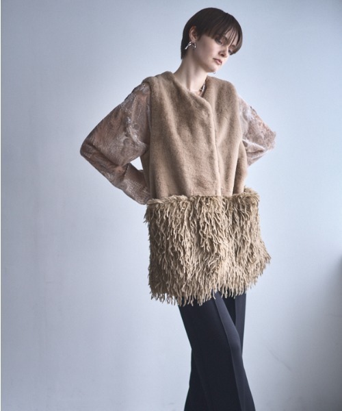 Muel Chic(ミュエルシック)の「Foster fur vest フォスターファーベスト(その他アウター・レディース・オフホワイト/ブラック/ベージュ/ラベンダー・FREE)」の4枚目の写真