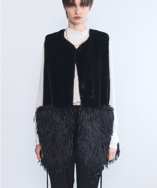 Muel Chic(ミュエルシック)の「Foster fur vest フォスターファーベスト(その他アウター・レディース・オフホワイト/ブラック/ベージュ/ラベンダー・FREE)」の15枚目の写真
