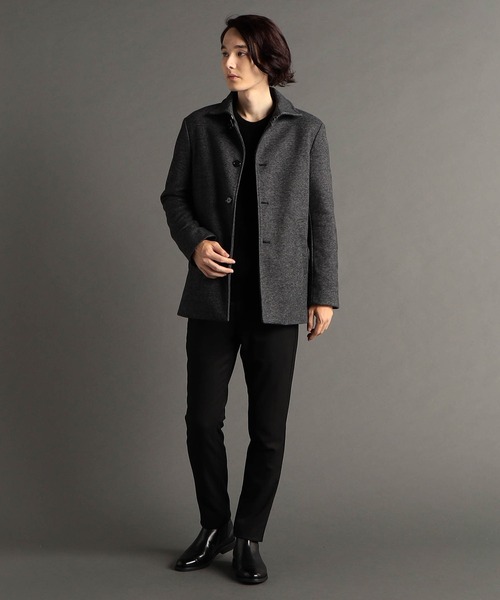 MONSIEUR NICOLE（ムッシュニコル）の「ツイーディボンディング バルカラーコート（ステンカラーコート・メンズ・ベージュ/ブラック・SMALL/LARGE/X-LARGE/MEDIUM）」の4枚目の写真