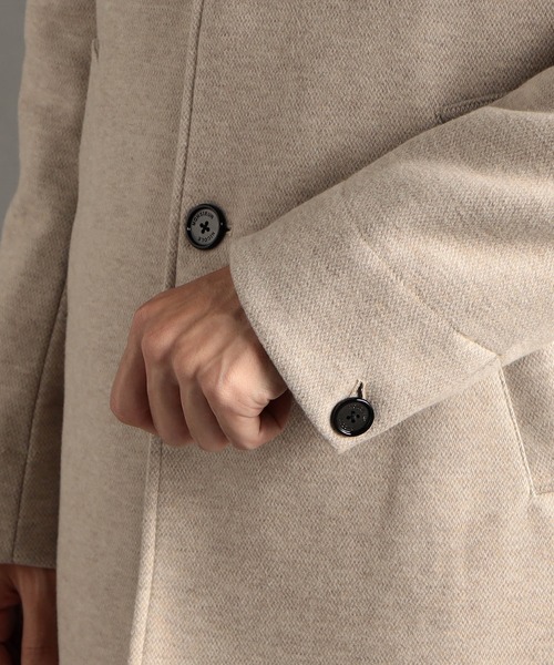 MONSIEUR NICOLE（ムッシュニコル）の「ツイーディボンディング バルカラーコート（ステンカラーコート・メンズ・ベージュ/ブラック・SMALL/LARGE/X-LARGE/MEDIUM）」の11枚目の写真