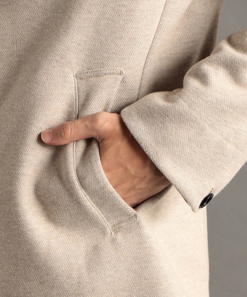 MONSIEUR NICOLE（ムッシュニコル）の「ツイーディボンディング バルカラーコート（ステンカラーコート・メンズ・ベージュ/ブラック・SMALL/LARGE/X-LARGE/MEDIUM）」の12枚目の写真