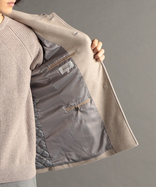 MONSIEUR NICOLE（ムッシュニコル）の「ツイーディボンディング バルカラーコート（ステンカラーコート・メンズ・ベージュ/ブラック・SMALL/LARGE/X-LARGE/MEDIUM）」の16枚目の写真