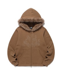 A'GEM/9 × .kom 『NICE GHOST CLUB/ナイスゴーストクラブ』DARK FANTASY FUR HOODIE ZIP UP/ダークファンタジーデザイン ファー付きジップアップパーカー