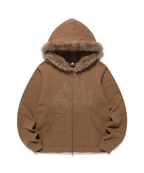 NICE GHOST CLUB（ナイスゴーストクラブ）の「A'GEM/9 × .kom 『NICE GHOST CLUB/ナイスゴーストクラブ』DARK FANTASY FUR HOODIE ZIP UP/ダークファンタジーデザイン ファー付きジップアップパーカー（パーカー・レディース・ブラック/ブラウン・M/L）」の2枚目の写真