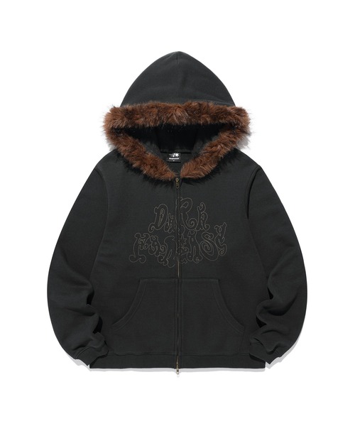NICE GHOST CLUB（ナイスゴーストクラブ）の「A'GEM/9 × .kom 『NICE GHOST CLUB/ナイスゴーストクラブ』DARK FANTASY FUR HOODIE ZIP UP/ダークファンタジーデザイン ファー付きジップアップパーカー（パーカー・レディース・ブラック/ブラウン・M/L）」の9枚目の写真