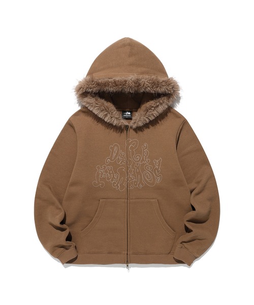 NICE GHOST CLUB（ナイスゴーストクラブ）の「A'GEM/9 × .kom 『NICE GHOST CLUB/ナイスゴーストクラブ』DARK FANTASY FUR HOODIE ZIP UP/ダークファンタジーデザイン ファー付きジップアップパーカー（パーカー・レディース・ブラック/ブラウン・M/L）」の16枚目の写真
