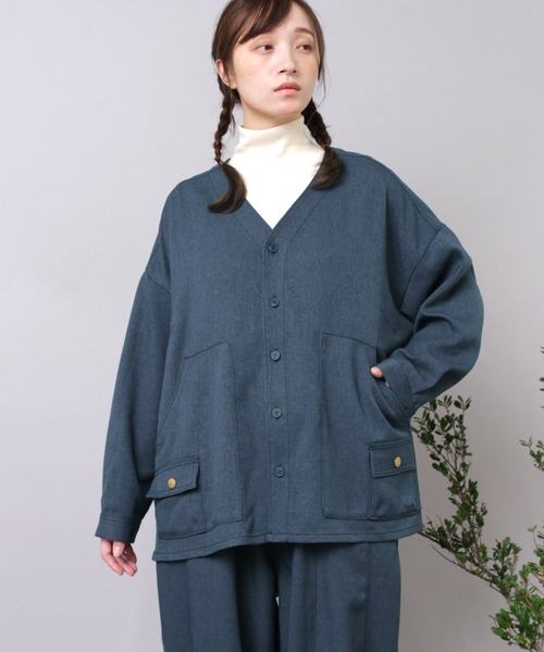 URCH RNA(アーチ アールエヌエー)の「B2927 フレンチワークのウールライクシャツジャケット(シャツ/ブラウス・レディース・アッシュグレー/ブルー/チャコール・FREE)」の1枚目の写真