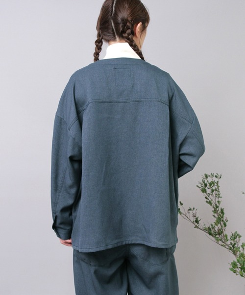 URCH RNA(アーチ アールエヌエー)の「B2927 フレンチワークのウールライクシャツジャケット(シャツ/ブラウス・レディース・アッシュグレー/ブルー/チャコール・FREE)」の17枚目の写真