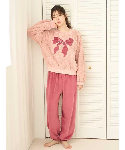 セール】リボンフリースセットアップ（ルームウェア/パジャマ