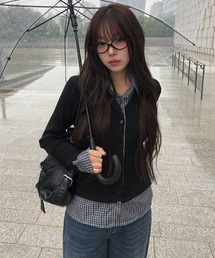 anyonemore | チェック柄シャツレイヤードニットリブカーディガン(カーディガン/ボレロ)