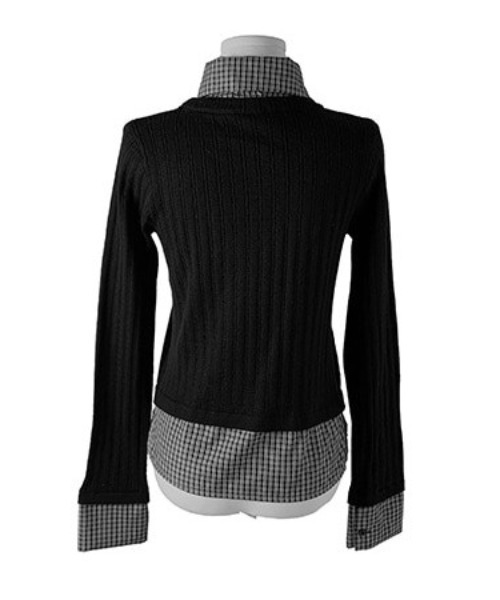 anyonemore（エニワンモア）の「チェック柄シャツレイヤードニットリブカーディガン（カーディガン/ボレロ・レディース・ブラック・FREE）」の15枚目の写真