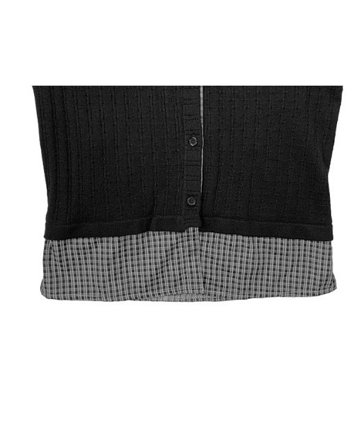 anyonemore（エニワンモア）の「チェック柄シャツレイヤードニットリブカーディガン（カーディガン/ボレロ・レディース・ブラック・FREE）」の17枚目の写真
