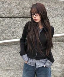 anyonemore（エニワンモア）の「チェック柄シャツレイヤードニットリブカーディガン（カーディガン/ボレロ）」