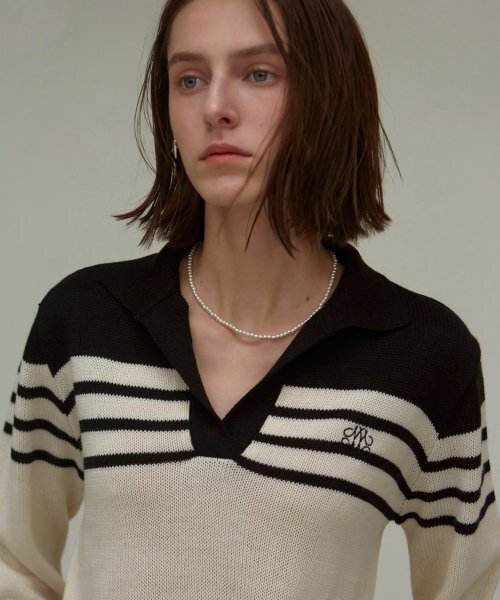 NICK&NICOLE(ニックアンドニコール)の「CLASSIC OPEN COLLAR KNIT_BLACK(ニット/セーター・レディース・その他・FREE)」の2枚目の写真