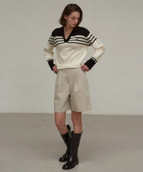NICK&NICOLE(ニックアンドニコール)の「CLASSIC OPEN COLLAR KNIT_BLACK(ニット/セーター・レディース・その他・FREE)」の3枚目の写真