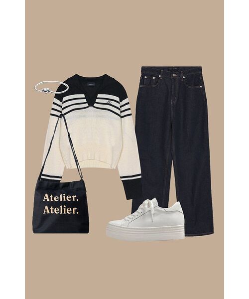 NICK&NICOLE(ニックアンドニコール)の「CLASSIC OPEN COLLAR KNIT_BLACK(ニット/セーター・レディース・その他・FREE)」の4枚目の写真