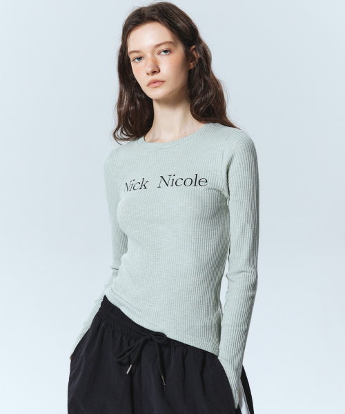 NICK&NICOLE(ニックアンドニコール)の「OBLIQUE LINE LONG SLEEVE TOP_MINT(Tシャツ/カットソー・レディース・その他・MEDIUM)」の2枚目の写真