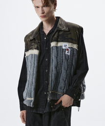 RSSC（アールエスエスシー）の「DENIM & KNIT PADDING VEST - CAMO/GRAY（ダウンベスト）」