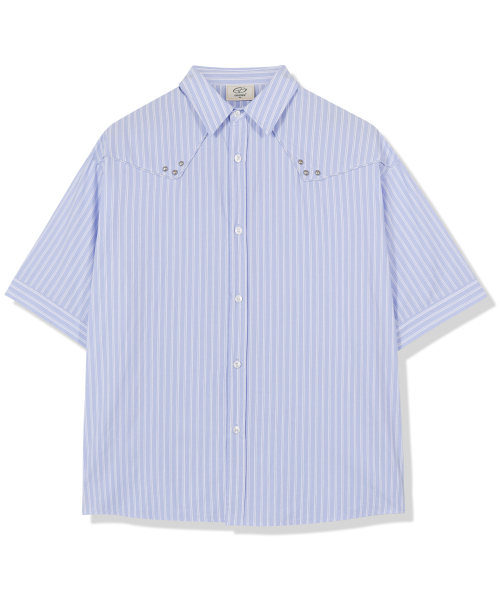 GUBIN（グビン）の「[シーズンオフ] ストライプスタッズ半袖シャツ（シャツ/ブラウス・レディース・その他・MEDIUM/LARGE）」の2枚目の写真