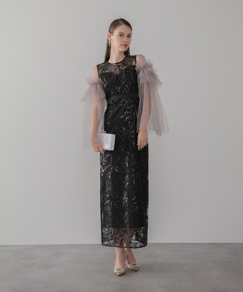 Leja(レジャ)の「【LEJA】フラワーチュールフリルスリーブIラインワンピースドレス美脚効果結婚式 パーティードレス 成人式 二次会 同窓会 お呼ばれ オケージョン 20代 30代(ドレス・レディース・ベージュ/ブラック・SMALL/MEDIUM)」の10枚目の写真