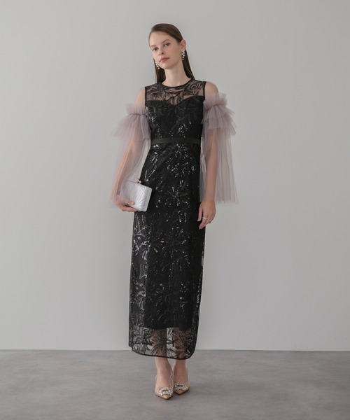 Leja(レジャ)の「【LEJA】フラワーチュールフリルスリーブIラインワンピースドレス美脚効果結婚式 パーティードレス 成人式 二次会 同窓会 お呼ばれ オケージョン 20代 30代(ドレス・レディース・ベージュ/ブラック・SMALL/MEDIUM)」の11枚目の写真