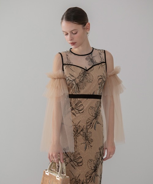 Leja(レジャ)の「【LEJA】フラワーチュールフリルスリーブIラインワンピースドレス美脚効果結婚式 パーティードレス 成人式 二次会 同窓会 お呼ばれ オケージョン 20代 30代(ドレス・レディース・ベージュ/ブラック・SMALL/MEDIUM)」の17枚目の写真