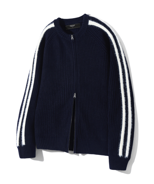 TRILLION(トリリオン)の「ウォッシャブルヘアリーブラシトラックジップアップニット(NAVY)(ニット/セーター・レディース・その他・LARGE/X-LARGE/MEDIUM)」の1枚目の写真