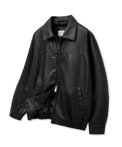 ナチュラルウォッシュドレザーシングルジャケット_ブラック