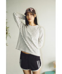VINTAGE LOGO STRIPE LONG SLEEVE GRAY