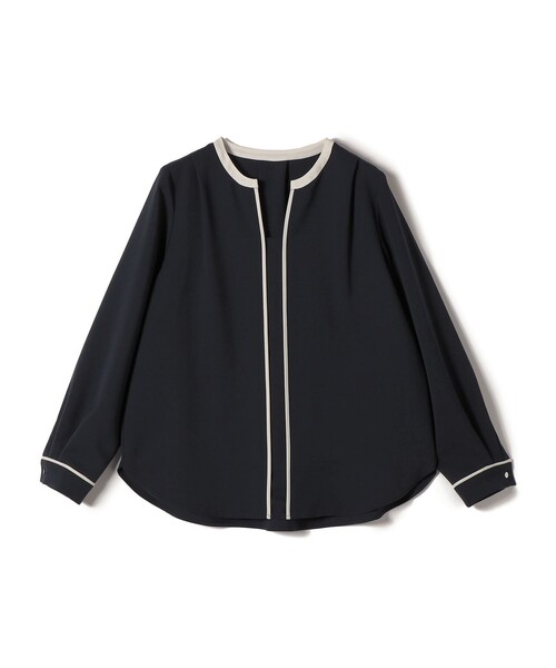 SHIPS(シップス)の「〈手洗い可能〉配色 パイピング キーネック 長袖ブラウス(シャツ/ブラウス・レディース・ネイビー/オフホワイト・ONE SIZE)」の15枚目の写真