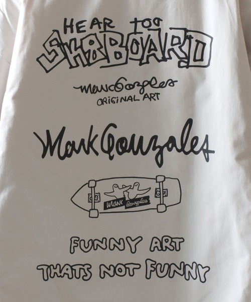 Mark Gonzales（マーク・ゴンザレス）の「MARK GONZALES ARTWORK COLLECTION/マークゴンザレス 別注 オーバーサイズ ドローコード パファージャケット パデッドジャケット ファイバーダウンジャケット レディース メンズ（ダウンジャケット/コート・メンズ・ブラック/ブルーグリーン/ライトグレー・M/L/XL）」の20枚目の写真