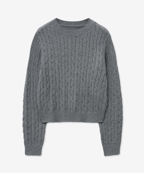 LADY VOLUME(レディーボリューム)の「CABLE ROUND CROP KNIT_GRAY(ニット/セーター・レディース・その他・SMALL/MEDIUM)」の2枚目の写真