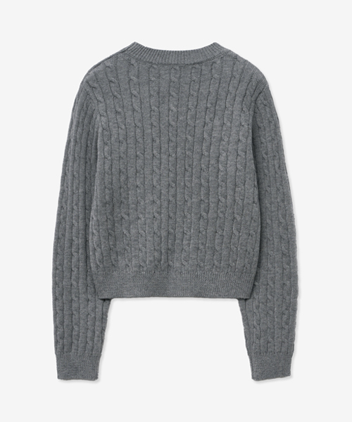 LADY VOLUME(レディーボリューム)の「CABLE ROUND CROP KNIT_GRAY(ニット/セーター・レディース・その他・SMALL/MEDIUM)」の3枚目の写真