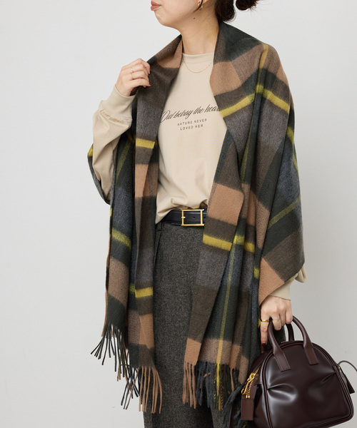 Spick & Span(スピックアンドスパン)の「《追加2》Spick & Span カシミヤチェックストール(ストール/ショール・レディース・ブラウン/グリーン・FREE)」の3枚目の写真