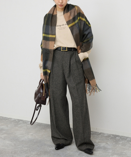 Spick & Span(スピックアンドスパン)の「《追加2》Spick & Span カシミヤチェックストール(ストール/ショール・レディース・ブラウン/グリーン・FREE)」の5枚目の写真