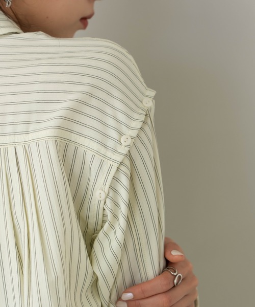 hinari（ヒナリ）の「マルチWAYストライプシャツ（シャツ/ブラウス・レディース・クリーム/サックスブルー・FREE）」の17枚目の写真