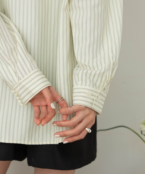 hinari（ヒナリ）の「マルチWAYストライプシャツ（シャツ/ブラウス・レディース・クリーム/サックスブルー・FREE）」の18枚目の写真