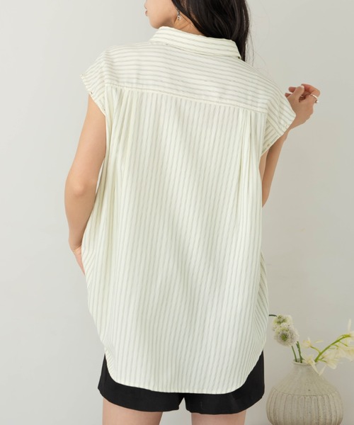 hinari（ヒナリ）の「マルチWAYストライプシャツ（シャツ/ブラウス・レディース・クリーム/サックスブルー・FREE）」の21枚目の写真