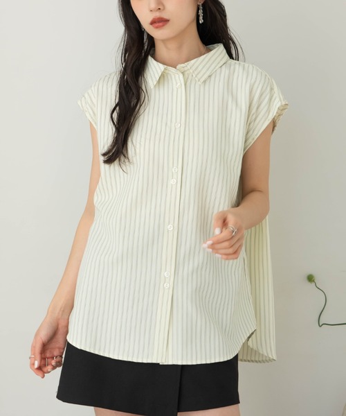 hinari（ヒナリ）の「マルチWAYストライプシャツ（シャツ/ブラウス・レディース・クリーム/サックスブルー・FREE）」の19枚目の写真
