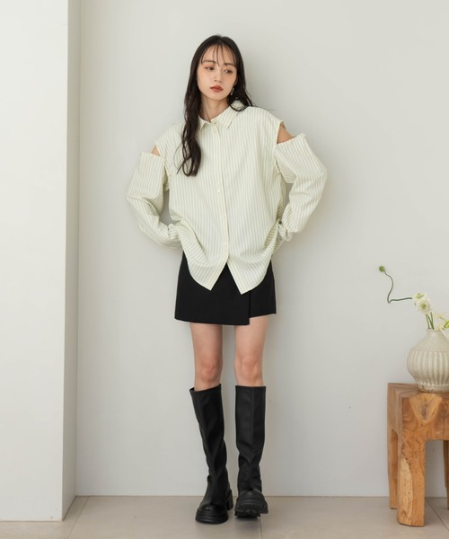 hinari（ヒナリ）の「マルチWAYストライプシャツ（シャツ/ブラウス・レディース・クリーム/サックスブルー・FREE）」の22枚目の写真