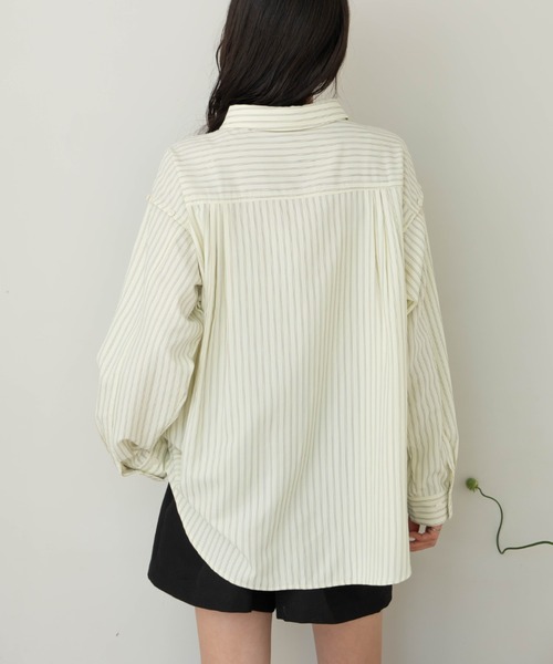 hinari（ヒナリ）の「マルチWAYストライプシャツ（シャツ/ブラウス・レディース・クリーム/サックスブルー・FREE）」の16枚目の写真