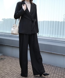 aimoha ウエストリボンテーラードジャケット+ワイドパンツセットアップスーツ (SS)