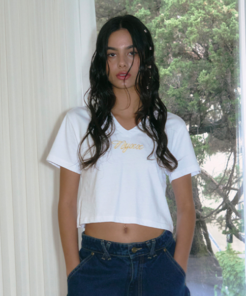 NYXX(エヌワイエックスエックス)の「CROP UNIFORM NUMBER 14 TEE WHITE(Tシャツ/カットソー・レディース・その他・FREE)」の1枚目の写真