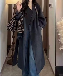 ウールタッチロングガウンコート