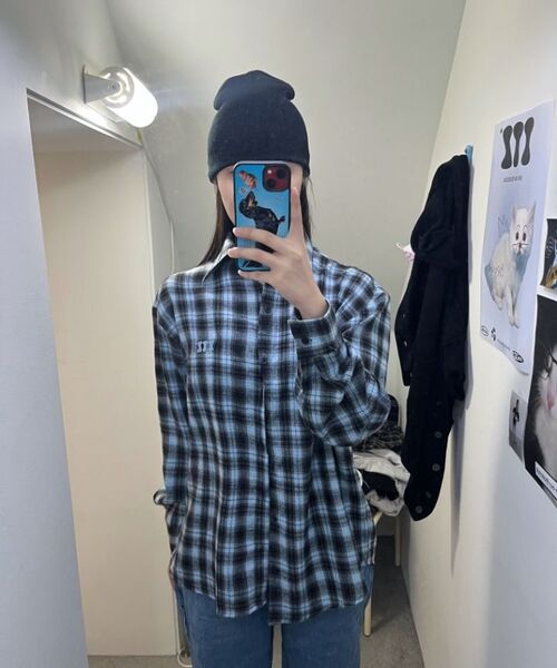 ITZAVIBE(イッザバイブ)の「ITZ MINI LOGO CHECK SHIRT - BROWN(シャツ/ブラウス・レディース・その他・MEDIUM/LARGE)」の14枚目の写真