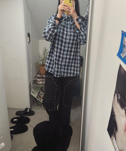 ITZAVIBE(イッザバイブ)の「ITZ MINI LOGO CHECK SHIRT - BROWN(シャツ/ブラウス・レディース・その他・MEDIUM/LARGE)」の19枚目の写真