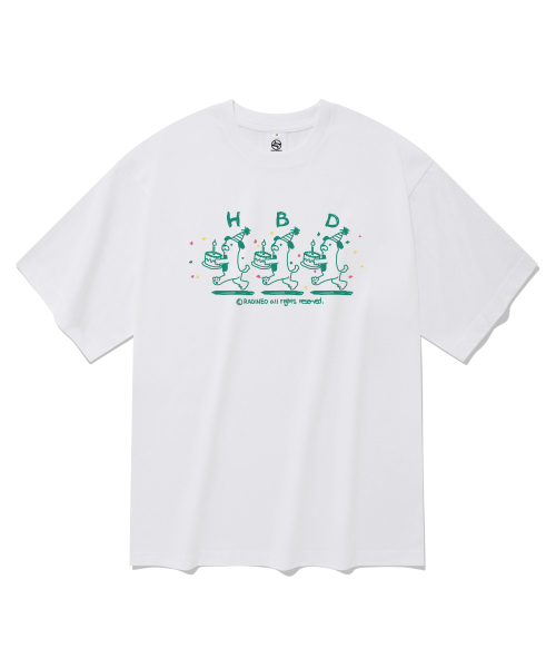 RADINEO(ラディネオ)の「ハッピーバースデー 半袖Tシャツ ホワイト(Tシャツ/カットソー・メンズ・その他・LARGE/MEDIUM/SMALL/X-LARGE)」の1枚目の写真