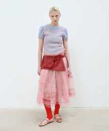 AOPT（アオプト）の「SHEER FRILL LAYERED DRESS - SALMON PINK（ワンピース）」